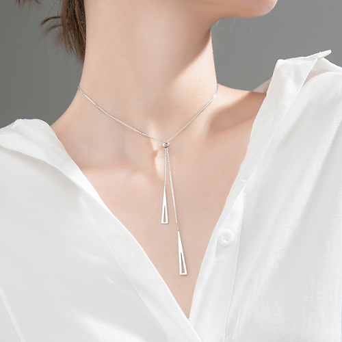 Gianna | Modern Geometric Pendant | Silver Necklace