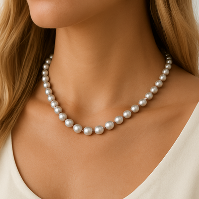 Anika | Bold Polished Beads | Silver Necklace
