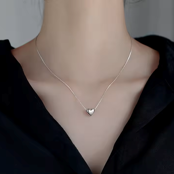 Hailey | Mini Love Heart Charm | Silver Necklace