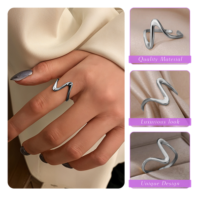 Aissa | Minimalist Abstract S-Shaped | Silver Ring