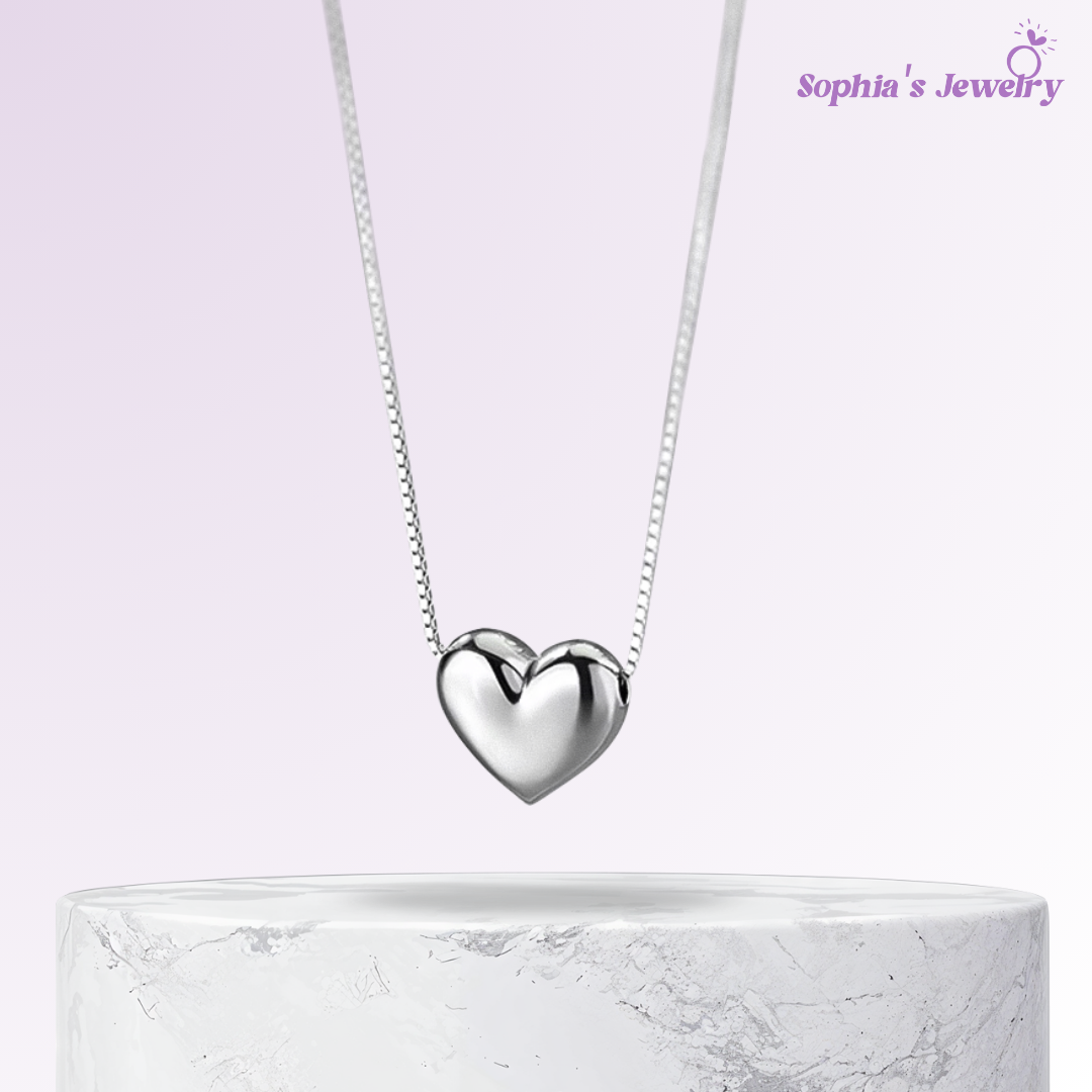 Hailey | Mini Love Heart Charm | Silver Necklace