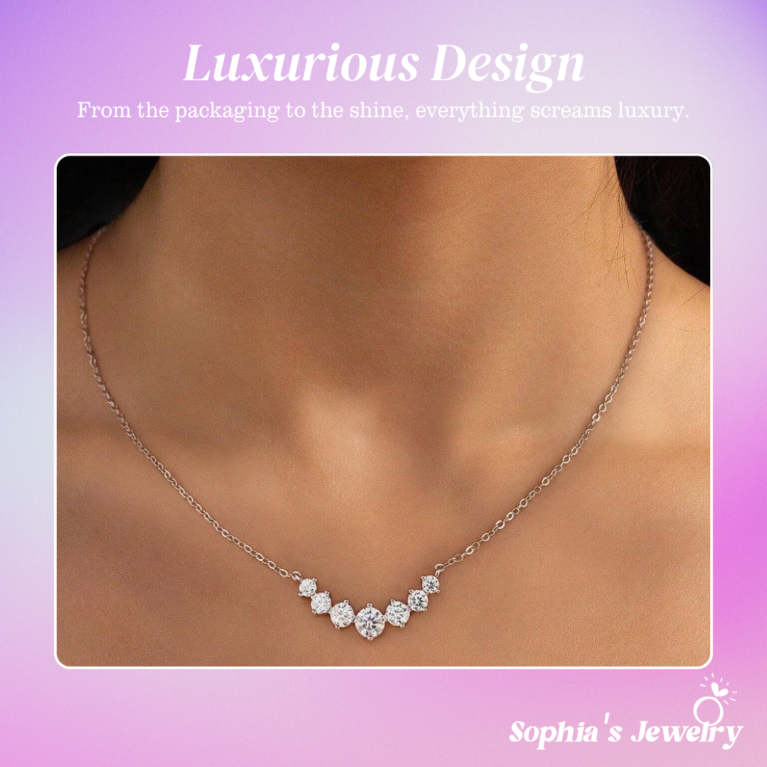 Shierra | Elegant Sparkling Stones | Silver Necklace