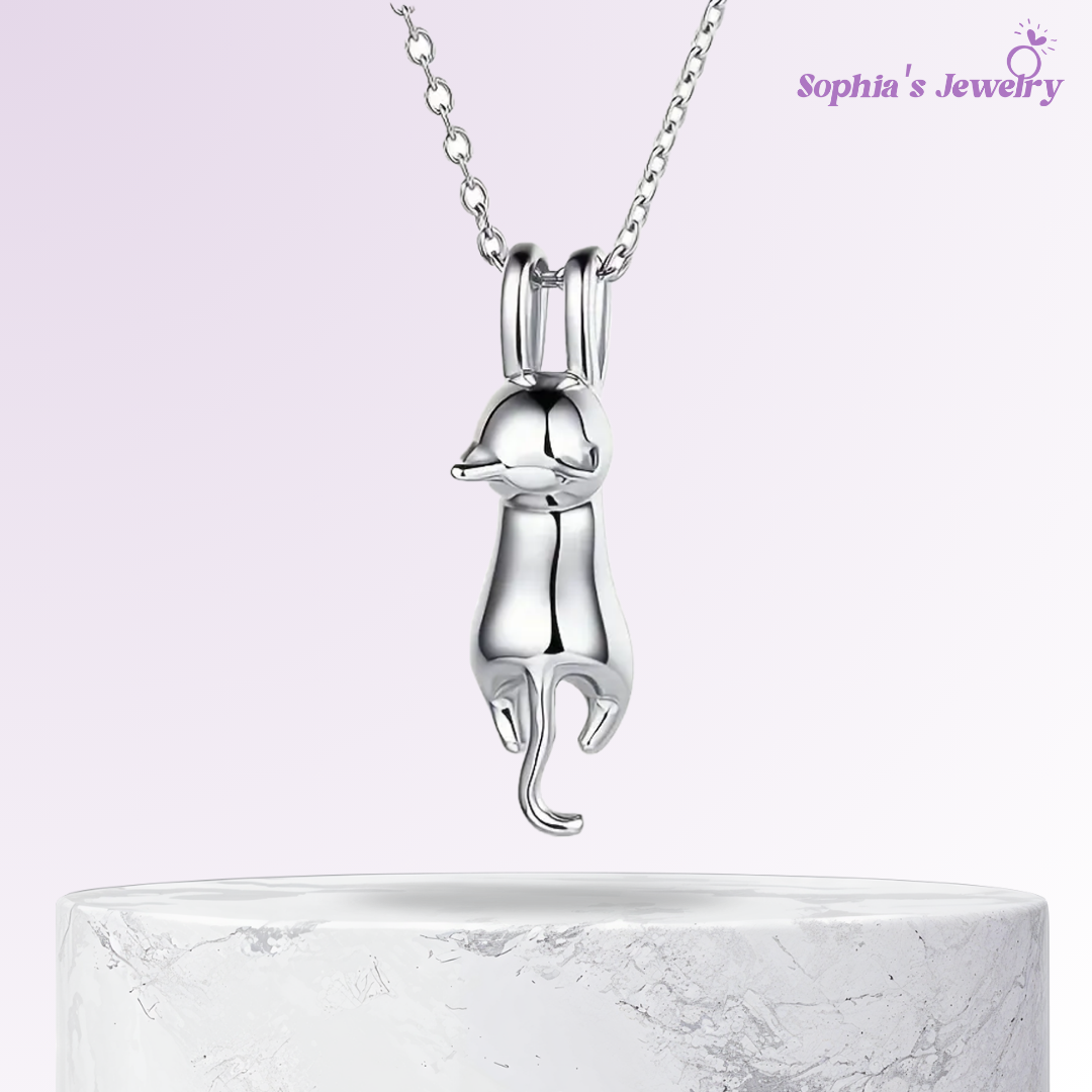 Kelsi | Playful Cat Pendant | Silver Necklace