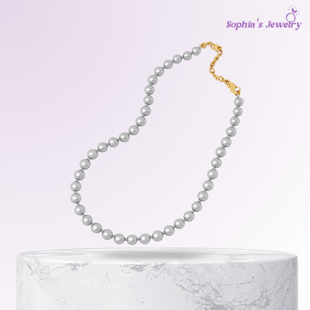 Anika | Bold Polished Beads | Silver Necklace
