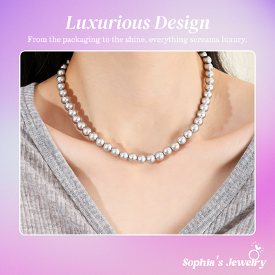 Anika | Bold Polished Beads | Silver Necklace