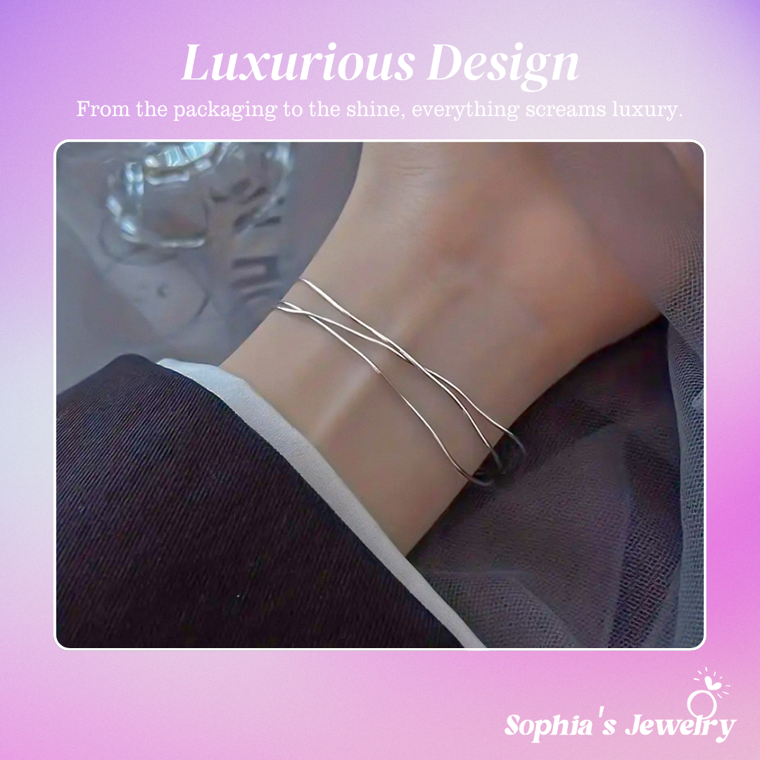 Amari | Elegant 3 Layer Snake Bone | Silver Bracelet