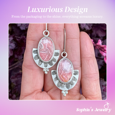 Genirose | Bohemian Pink Stones | Silver Earrings