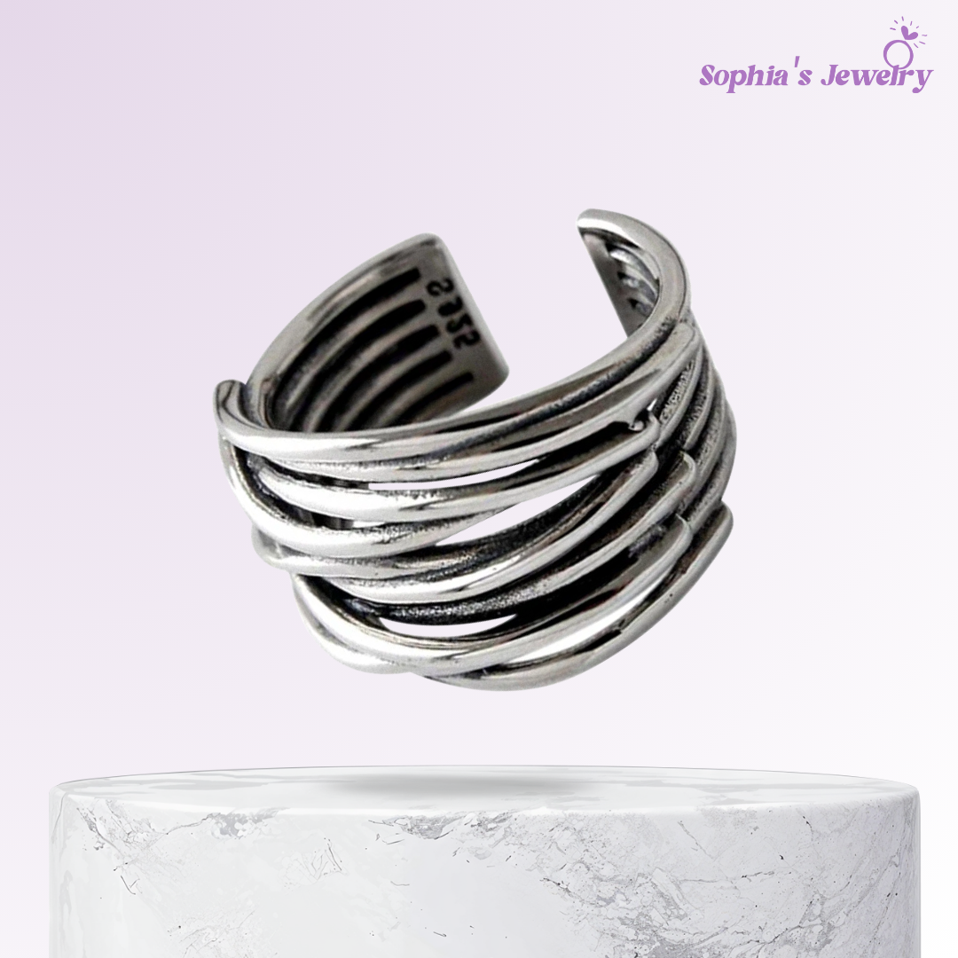 Alina | Stacked Elegance | Silver Ring