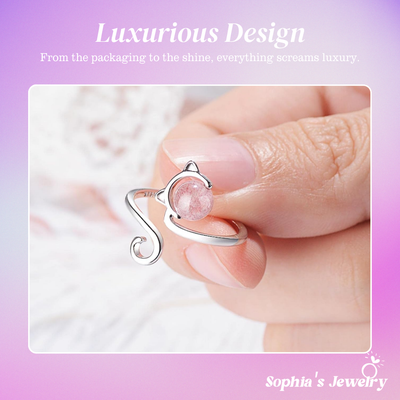 Isla | Rose Agate Kitty | Silver Ring