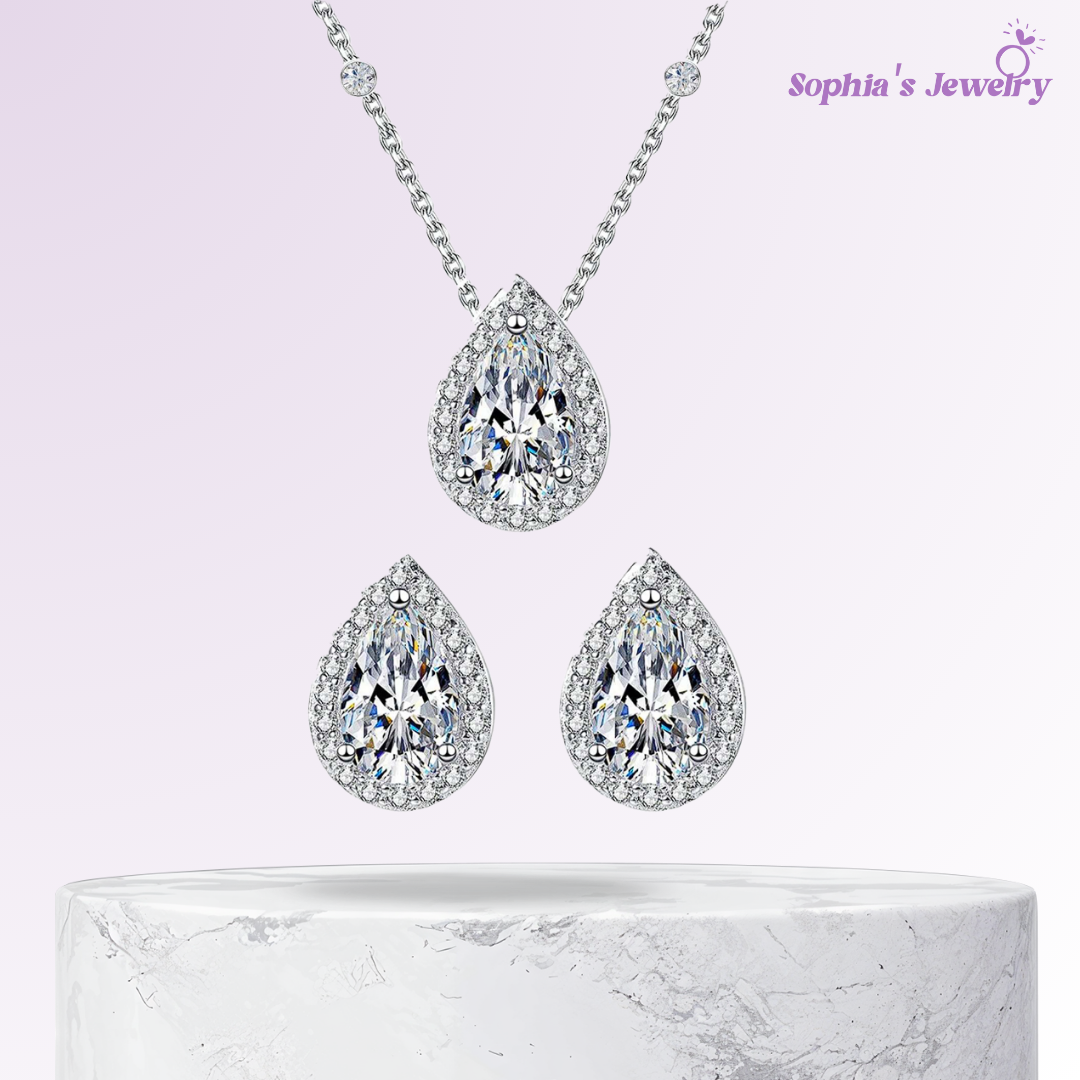 Veronica | Pear-Shaped Sparkle | Silver Jewelry Set