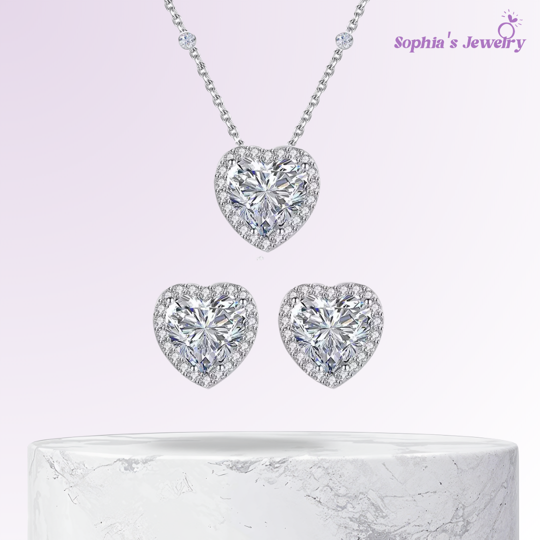 Donna | Radiant Heart Cubic Zirconia | Silver Jewelry Set